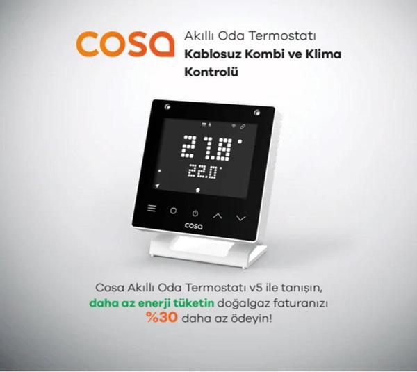 Cosa Akıllı Oda Termostatı Kablosuz Kombi ve Klima  Kontrolü V5 - Image 1