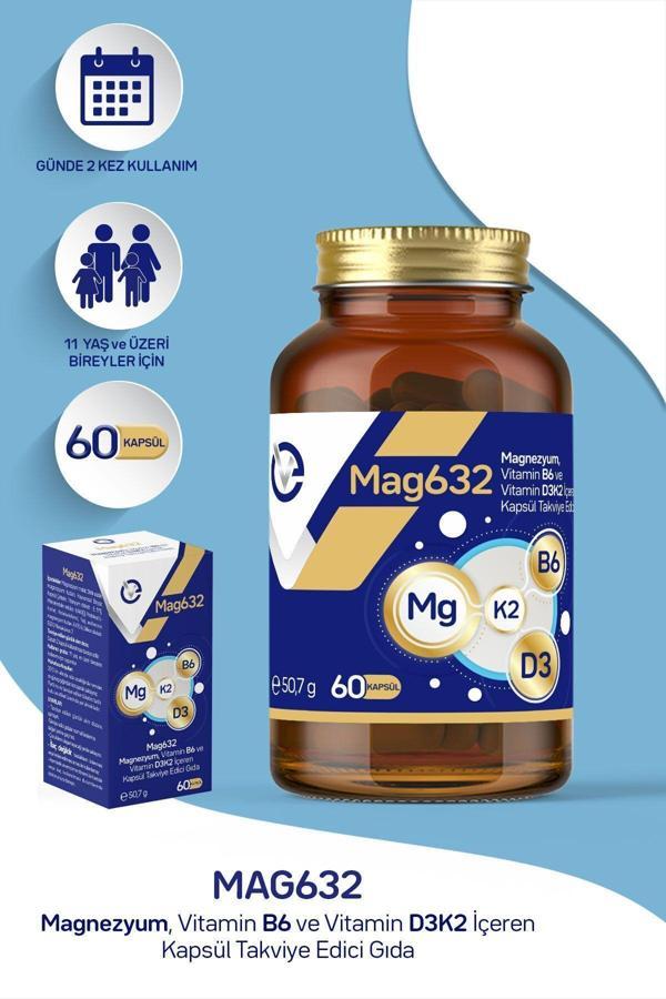 EVOPHARMA Magnezyum Mag632, Vitamin B6 Ve Vitamin D3k2 Içeren Kapsül Takviye Edici Gıda - Image 1