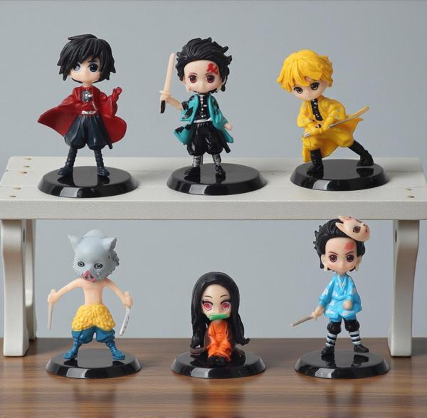 Demon Slayer İblis Avcıları Kimetsu No Yaiba 6'lı Anime Figür Tanjiro Nezuko Zenitsu Inosuke Rengoku - Image 1