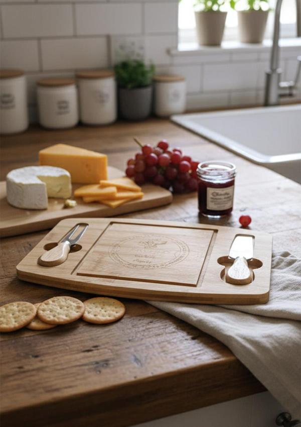 Bambu Peynir Tabağı - Peynir Sunumluk Seti- 3 Parça - Image 1
