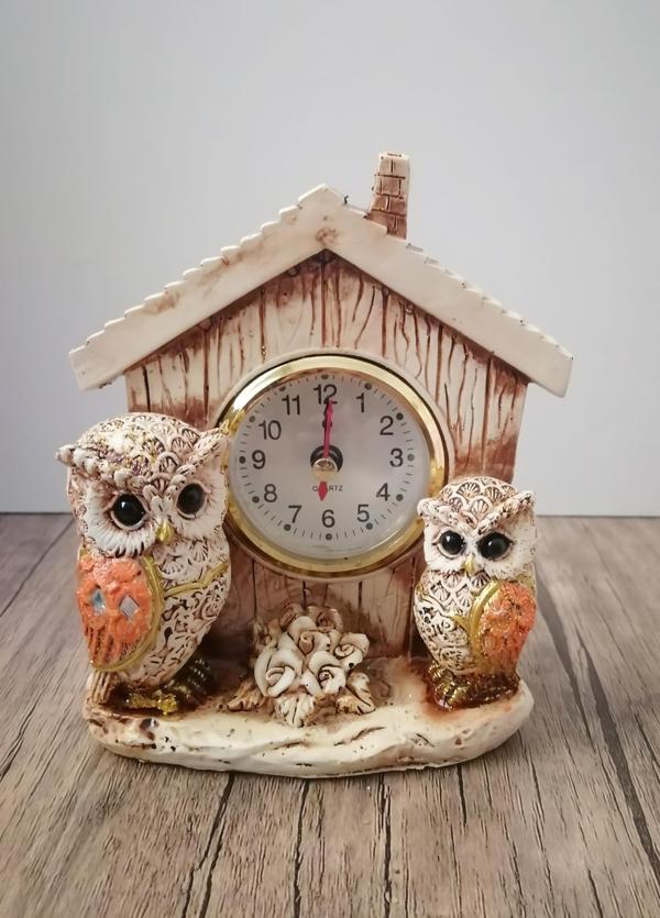 Lüks 2'li Baykuş İşlemeli Dekoratif Biblo Masa Saati Ev Ofis Yeni Yıl Hediyesi Konsol Vitrin Süsü 2 - Image 1