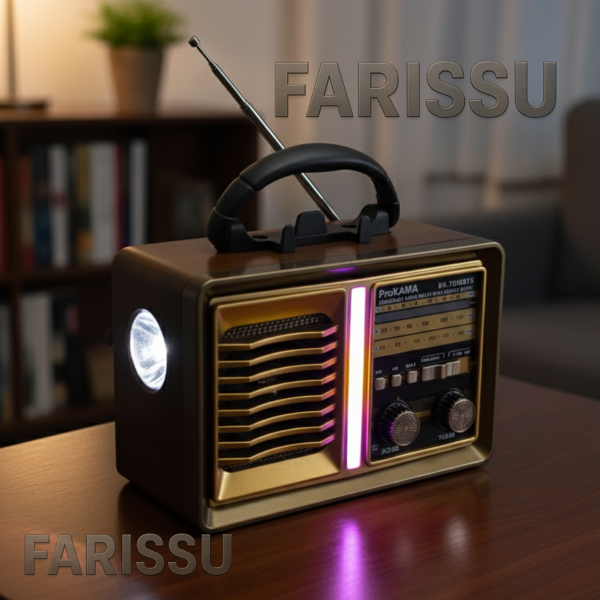 BK-7050BTS Nostaljik Solar Radyo | AM/FM/SW 3 Bant | Bluetooth, USB/TF Müzik Destekli | El Fenerli - Image 1