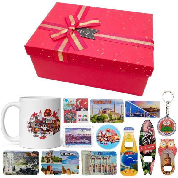 Türkiye Hediye Kutusu 10 Parça Kupa Magnet Anahtarlık Kutu - Image 1