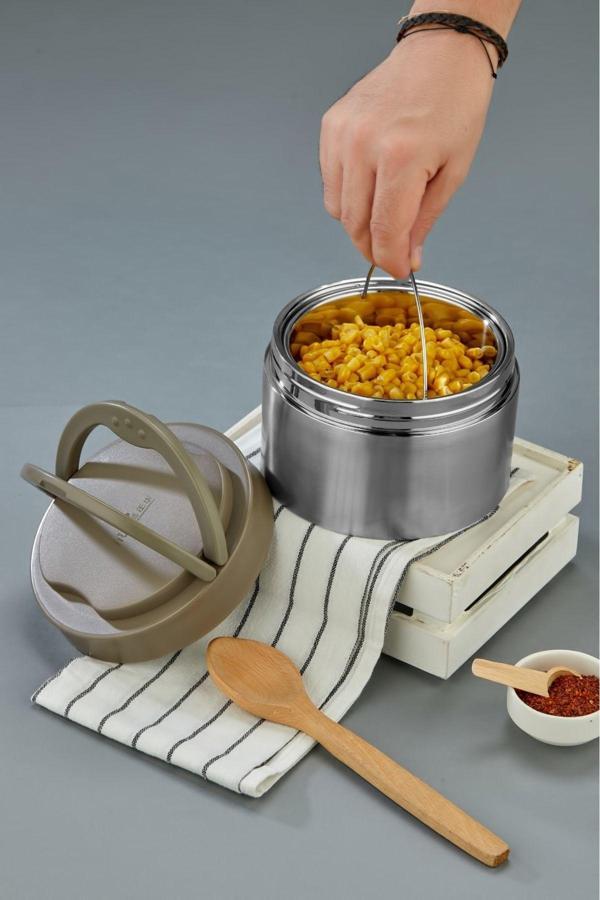 1.1 Litre Lüx Yemek Taşıma Kabı Paslanmaz Çelik Sefer Tası - Image 1