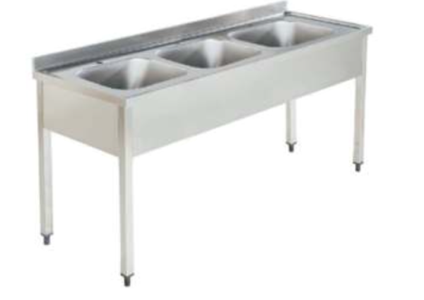 Pimak Üç Evyeli Taban Rafsız Tezgah180 x 60 x 85 (cm) - Image 1