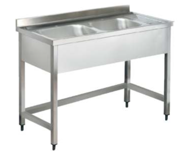 Pimak Çift Evyeli Taban Rafsız Tezgah 120 x 60 x 85 (cm) - Image 1