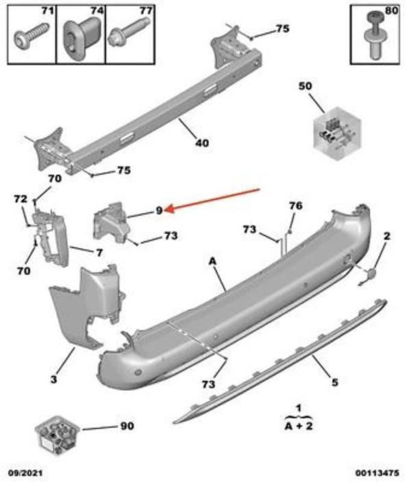 fiat doblo- 2024-2025  arka tampon bağlantı braketi sol Oem No (9816808580) - Image 1