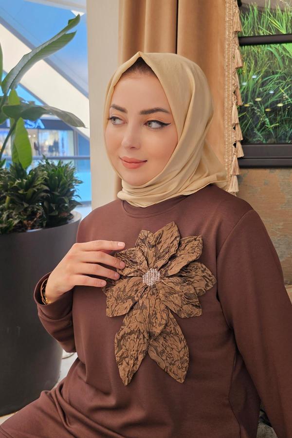 KADIN DİKME ÇİÇEK DETAYLI TESETTÜR TAKIM - Image 1