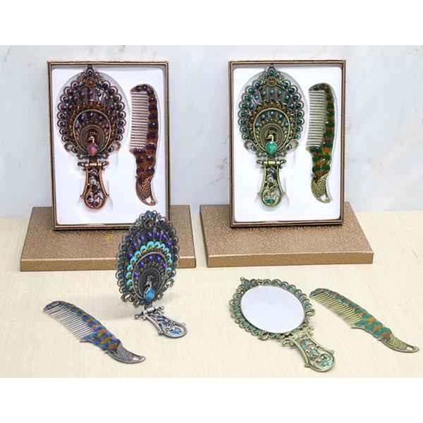 Tavuskuşu Katlanabilir Ayna Ve Tarak Seti Büyük Boy - Image 1