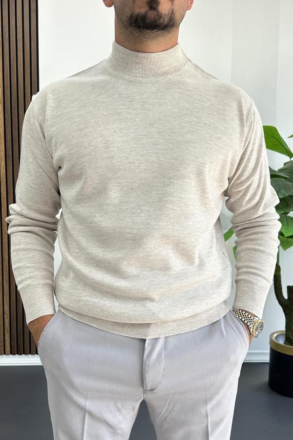 Erkek Yarım Balıkçı Normal Kalıp Kazak Krem Edw409 - Image 1