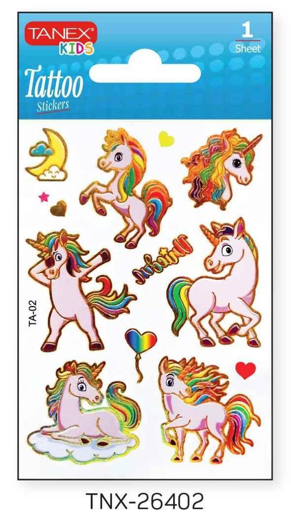 Tanex 7,5x10,5mm Unicorn Mini Tatoo Etiket TNX-26402 - Image 1