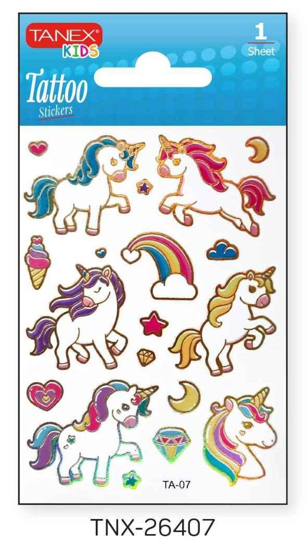 Tanex 7,5x10,5mm Unicorn Mini Tatoo Etiket TNX-26407 - Image 1