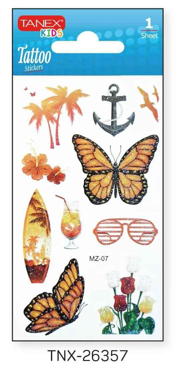 Tanex 7x12mm Kuş-Kelebek Simli Tatoo TNX-26357 - Image 1