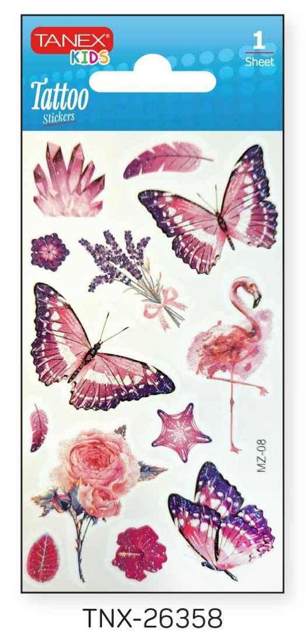 Tanex 7x12mm Kuş-Kelebek Simli Tatoo TNX-26358 - Image 1