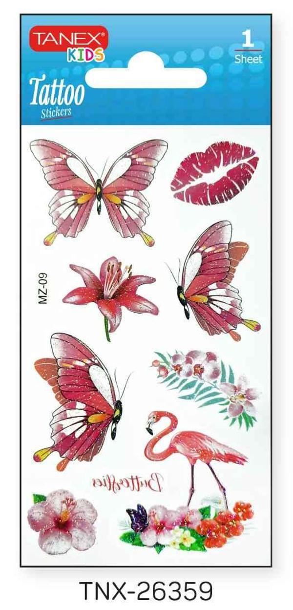Tanex 7x12mm Kuş-Kelebek Simli Tatoo TNX-26359 - Image 1