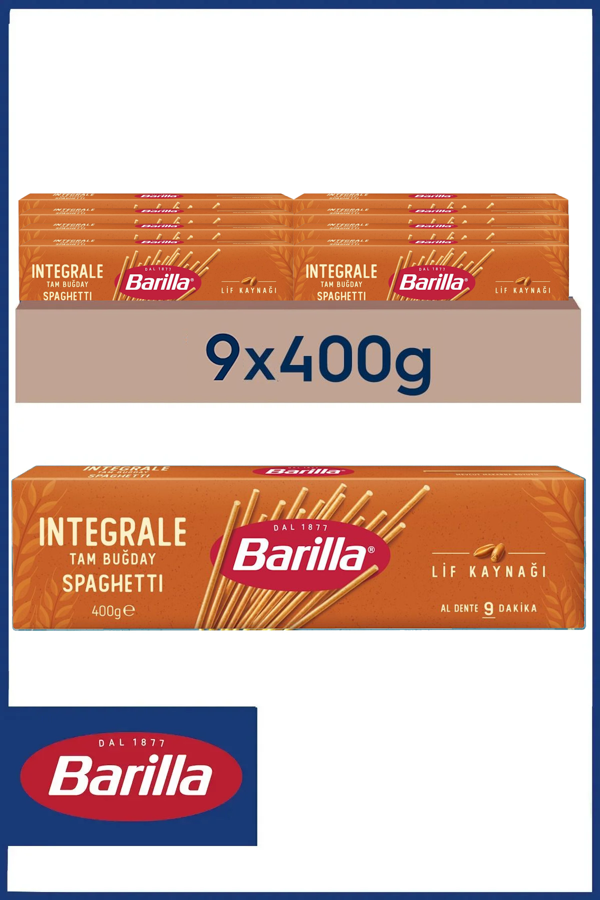 Barilla Tam Buğday Spagetti (Integrale Spaghetti) Makarna No.5 400 gr x 9 Adet - Image 1