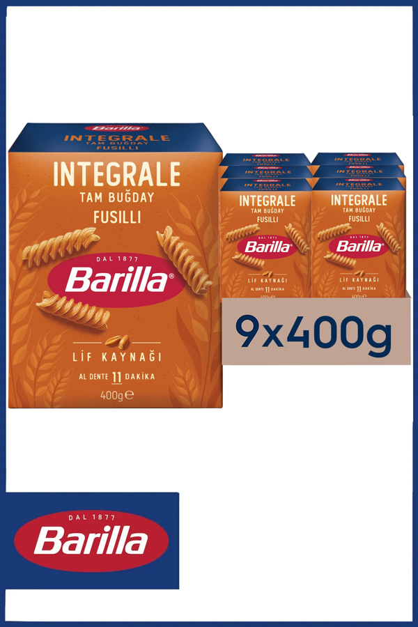 Barilla Tam Buğday Burgu Makarna (Integrale Fusilli) 400 gr x 9 Adet - Image 1