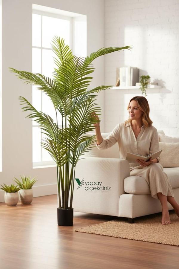 190 cm Islak Dokulu 14 Dallı Lüks Yapay Areka Ağacı - Image 1