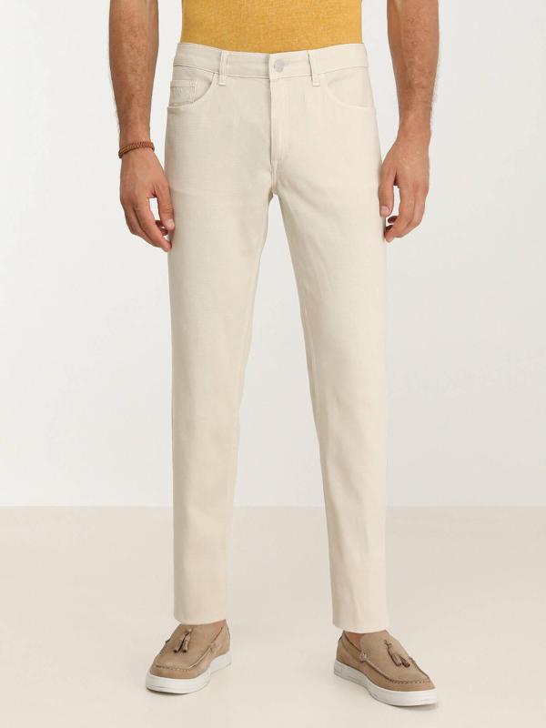 Taş Dokuma Slim Fit Casual Pamuk Karışımlı Pantolon - Image 1