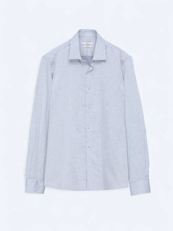 Gri Regular Fit Dokuma Klasik Pamuk Karışımlı Gömlek - Image 1