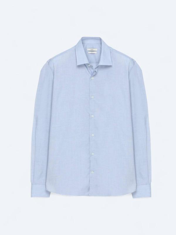 Koyu Lacivert Regular Fit Dokuma Klasik Pamuk Karışımlı Gömlek - Image 1