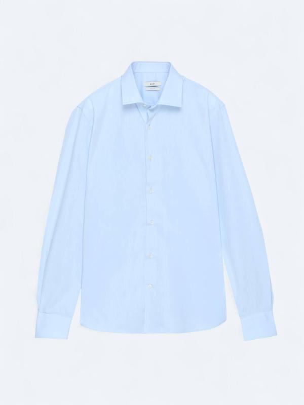 Koyu Mavi Regular Fit Dokuma Klasik Pamuk Karışımlı Gömlek - Image 1