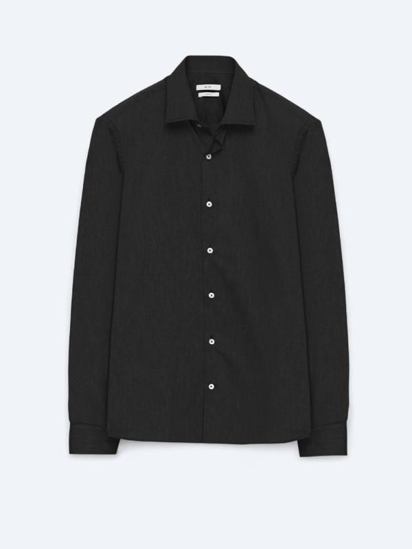 Siyah Regular Fit Dokuma Klasik Pamuk Karışımlı Gömlek - Image 1