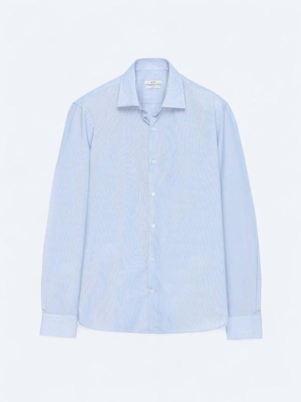 Lacivert Regular Fit Dokuma Klasik Pamuk Karışımlı Gömlek - Image 1