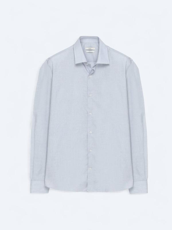 Gri Regular Fit Dokuma Klasik Pamuk Karışımlı Gömlek - Image 1