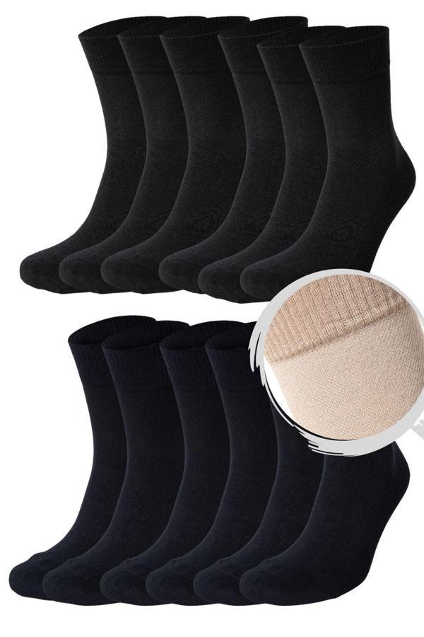 Erkek 12 li Bambu Diyabetik (Şeker) Sıkmayan Lastikli Çorap Seti 14408 - Image 1