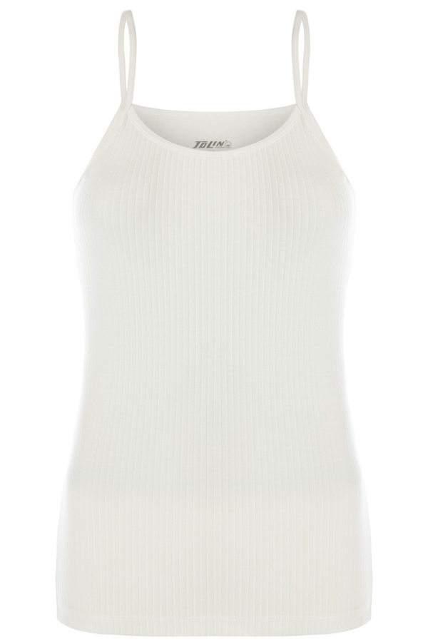 Kadın %100 Pamuk İp Askılı Fitilli Atlet 1238 - Image 1