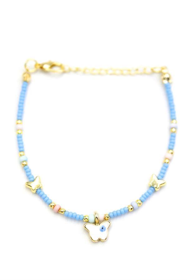 Kelebek Boncuk Bileklik - Açık Mavi - Image 1