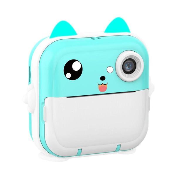 Anlık Termal Yazıcılı Dijital Çocuk Kamerası 2.0 Inc HD Şipşak Fotoğraf Makinesi AE110 Mavi - Image 1