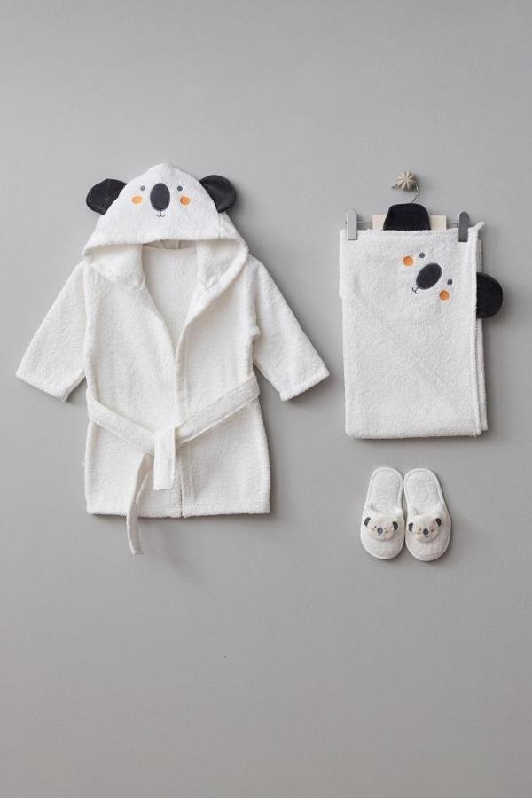 Bebitof %100 Pamuk Koala Desenli Bebek Bornoz Seti BBTF.BYZ.30047 - Image 1