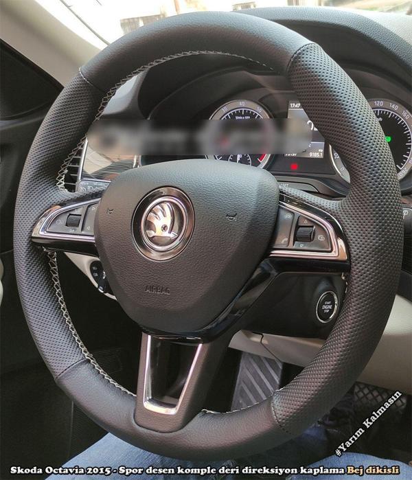 Skoda Octavia 2015-2017 Araca Özel Dikmeli Direksiyon Kılıfı - Image 1