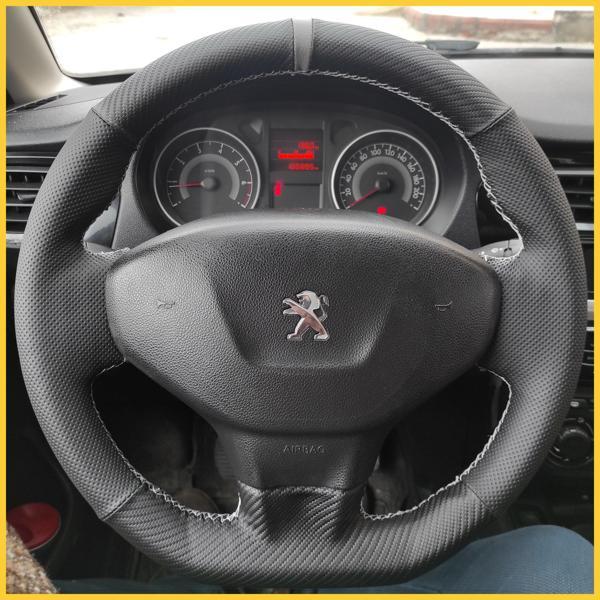 Peugeot 301 Araca Özel Dikmeli Direksiyon Kılıfı (Karbon Gri Yüzüklü Noktalı) - Image 1