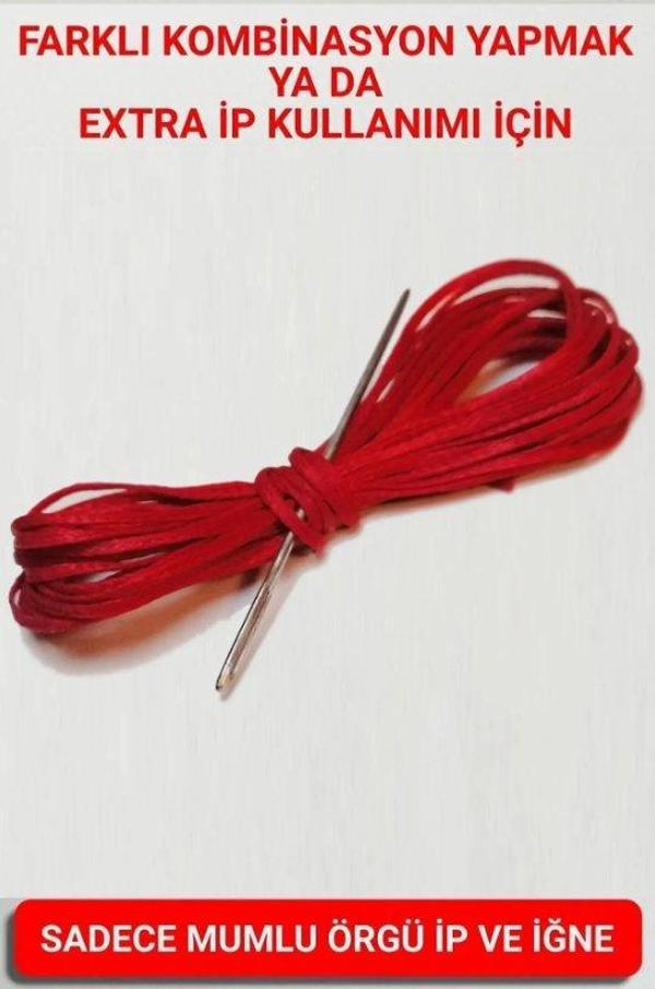Direksiyon Kılıfı Dikmek İçin Mumlu İP Ve iğne 5 Metre Kırmızı - Image 1