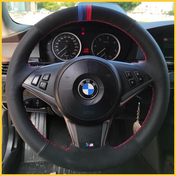 Bmw E60 Kasa Araca Özel Direksiyon Kılıfı 3M Yüzüklü Nubuk Noktalı - Image 1