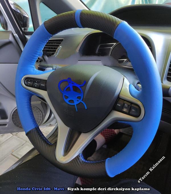 Honda Civic FD6 Araca Özel Direksiyon Kılıfı (Noktalı Mavi) - Image 1