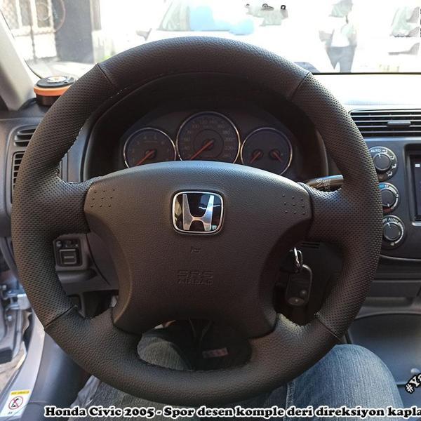 Honda Vtec 2 Araca Özel Direksiyon Kılıfı Direksiyon Uyumlu (Noktalı Düz Siyah) - Image 1