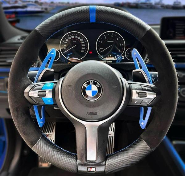 Bmw F30 Araca Özel Dikmeki Direksiyon Kılıfı Alcantra Karbon - Image 1