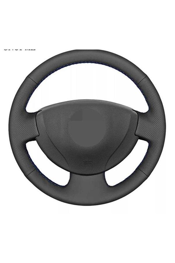 Renault Clio 2 Araca Özel Direksiyon Kılıfı ( Noktalı Düz Deri Model Siyah Dikişli) - Image 1