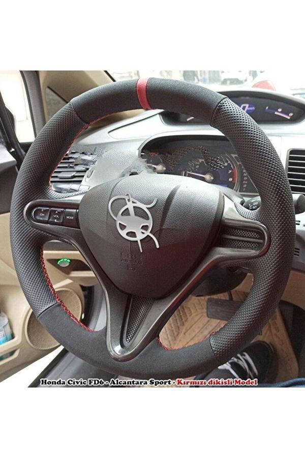 Honda Civic Fd6 Araca Özel Direksiyon Kılıfı (noktalı Nubuk Yüzüklü) - Image 1