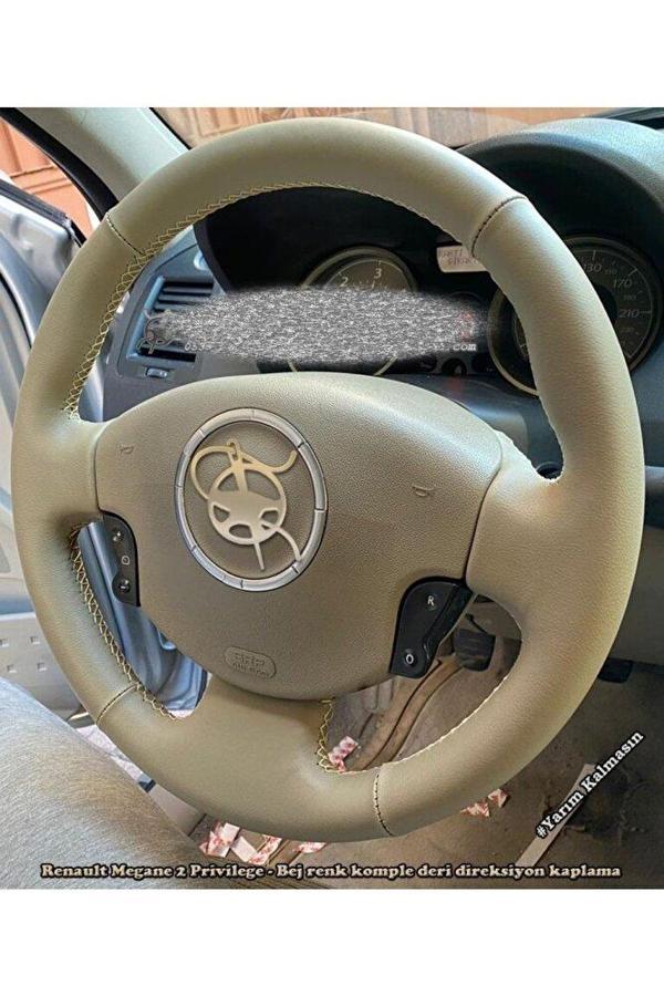 Renault Megane 2 Bej Araca Özel Direksiyon Kılıfı (DÜZ MAT) - Image 1