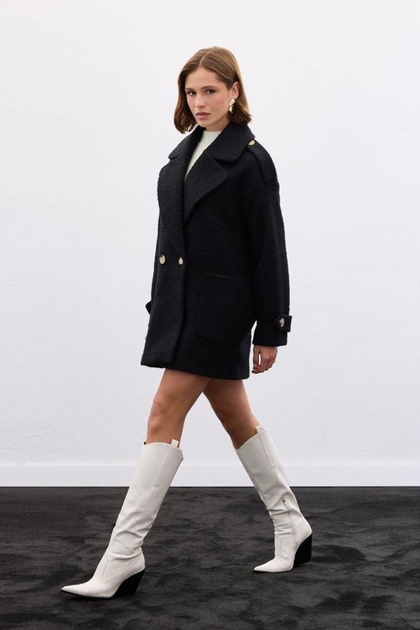 Buklet Kısa Kaban - Siyah - Image 1