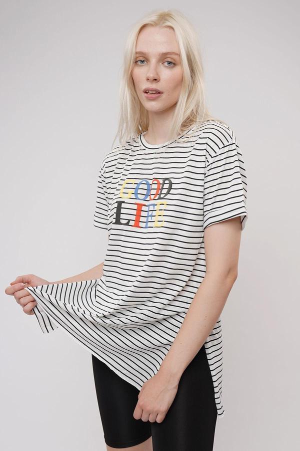 Gabria Baskılı Çizgili T-shirt - Image 1