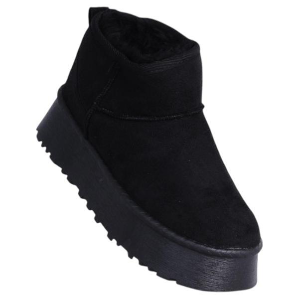 Skuaıter Tinsa Siyah Kadın İçi Kürklü Düz Bot - Image 1