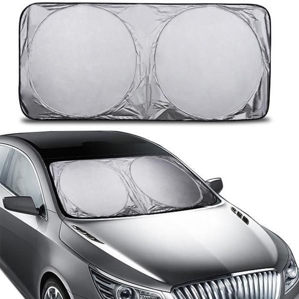 Araç Oto Ön Cam Çift Daireli Gümüş Kaplama Güneş Kalkanı Branda - Image 1