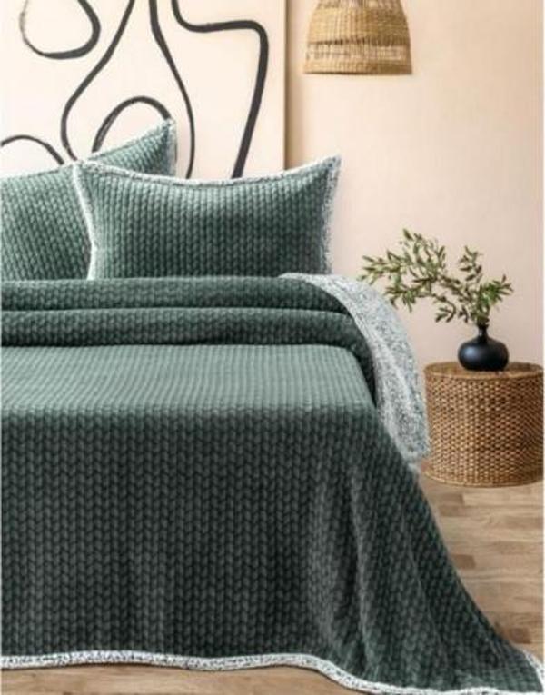 ÇİFT KİŞİLİK YATAK ÖRTÜSÜ SETİ ALLDAY MOSAİC HAKİ - Image 1