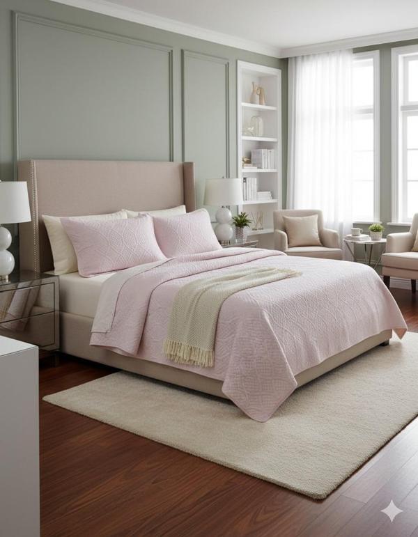 TAYTÜYÜ NUBUK YATAK ÖRTÜSÜ ÇİFT KİŞİLİK TOSKANA PUDRA - Image 1